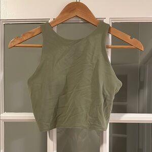 Olive Green Sleeveless Crop Top